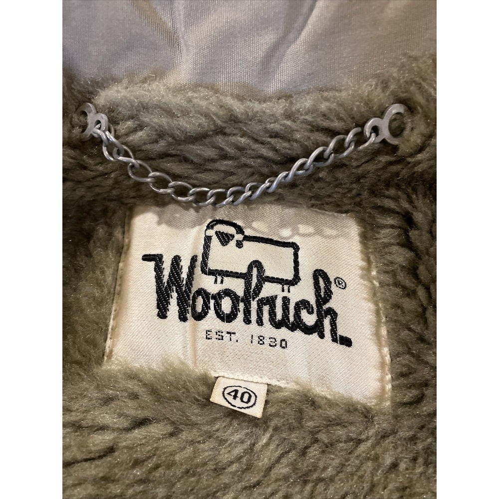 VTG Woolrich Brown Khaki Faux Fur Lined Button Down Winter Coat Mens Sz 40 Parka - Picture 13 of 15